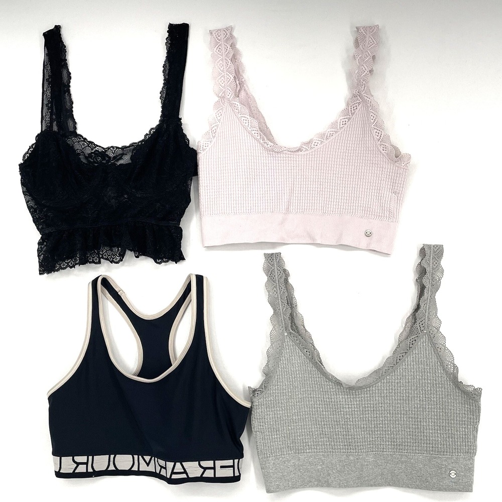 Lot 4 Sports Bra Bralets Under Armour Lucky Brand Asos Size L 34B Pullover